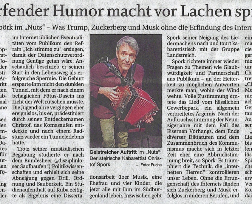 Christof Spörk mit Eiertanz im Nuts in Traunstein