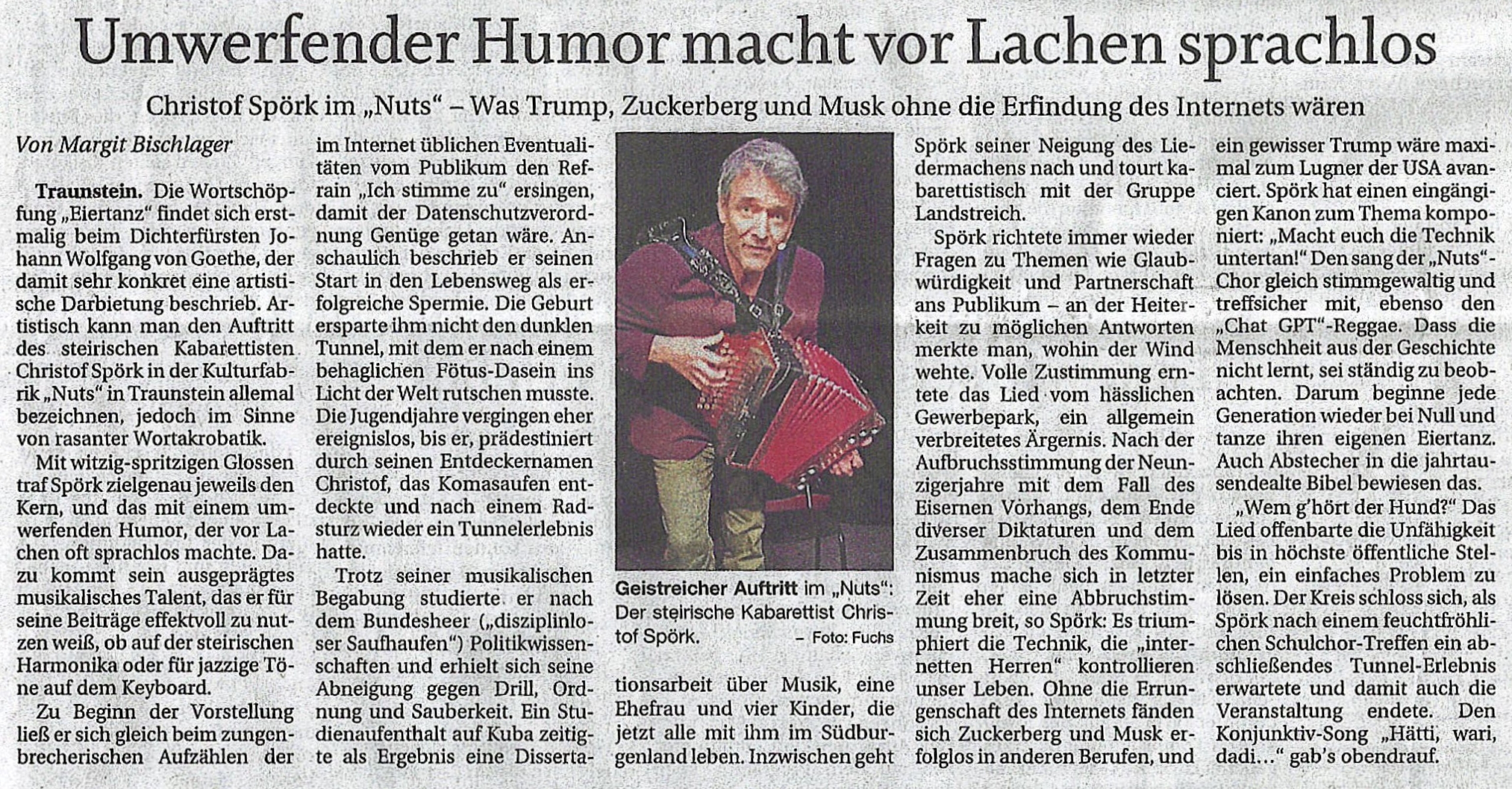 Christof Spörk mit Eiertanz im Nuts in Traunstein